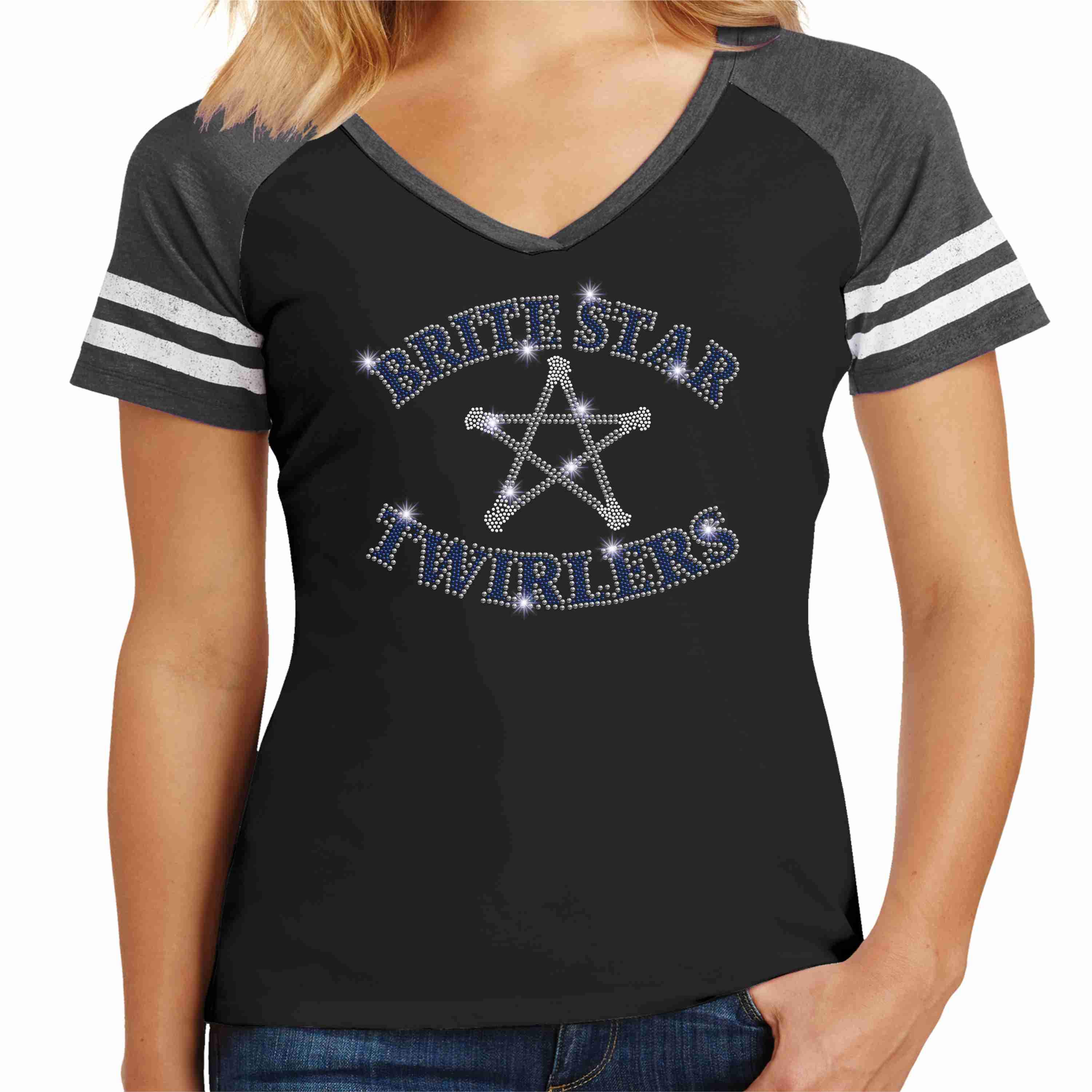 Brite Star Twirlers- Womens Jersey Shirt Jersey Shirt Beckys-Boutique.com Small Black